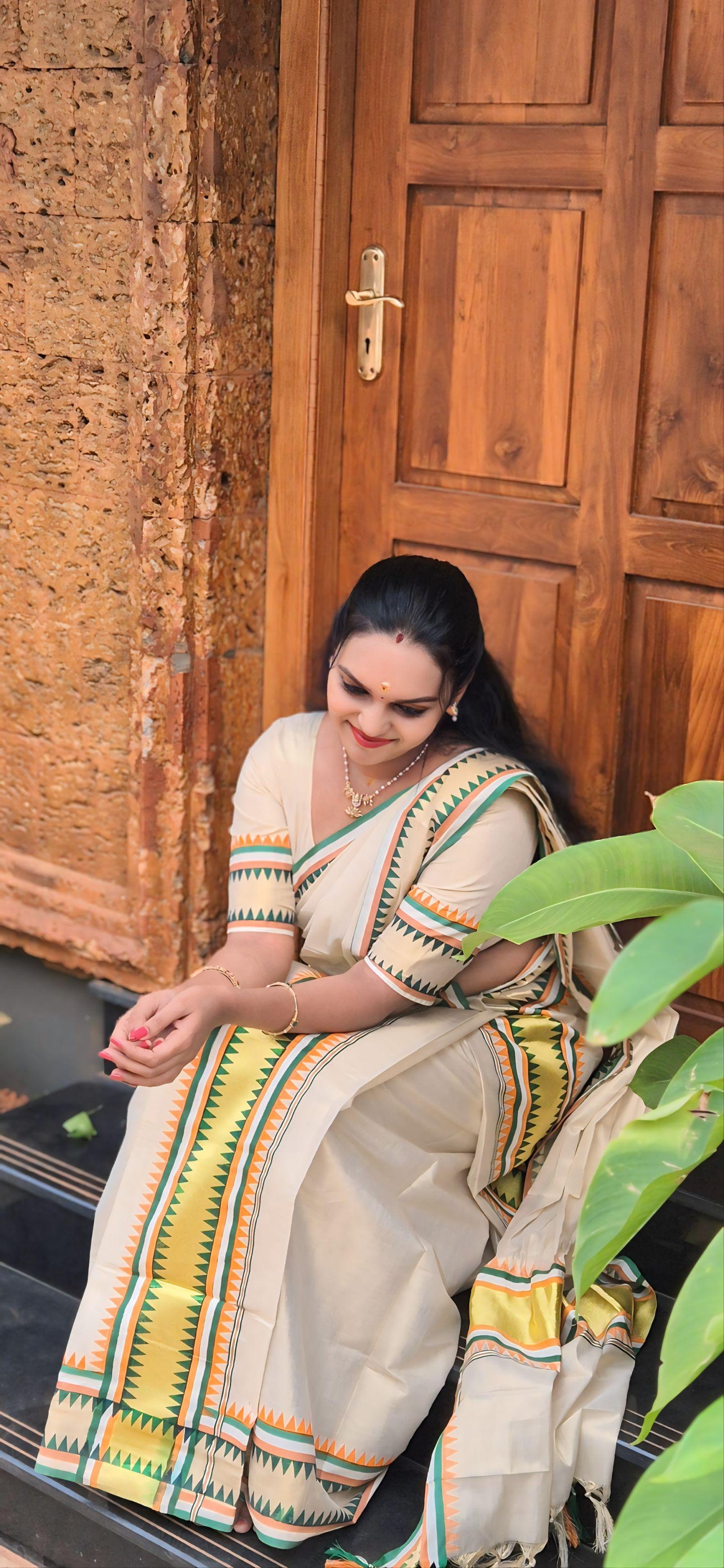 Tissue multicolour set mundu with blouse