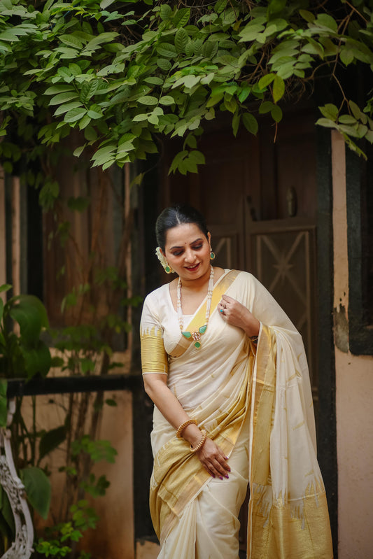 Fire embroidery cotton saree