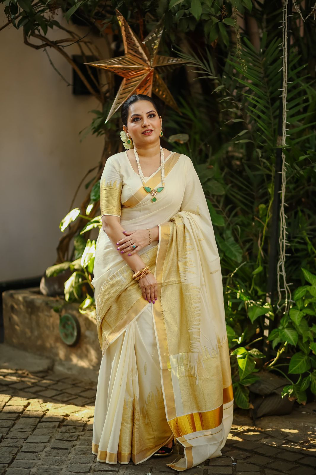 Fire embroidery cotton saree