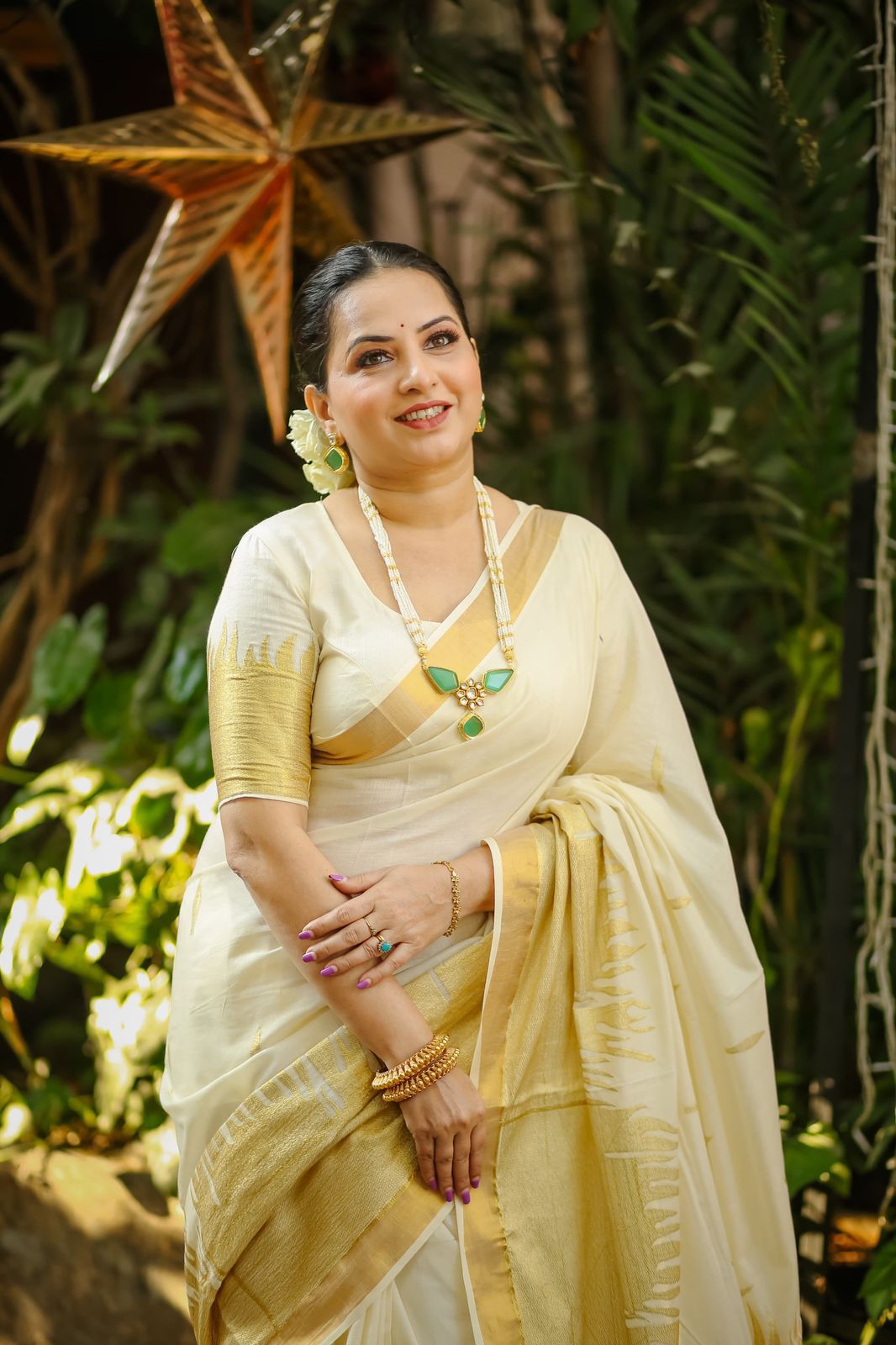 Fire embroidery cotton saree