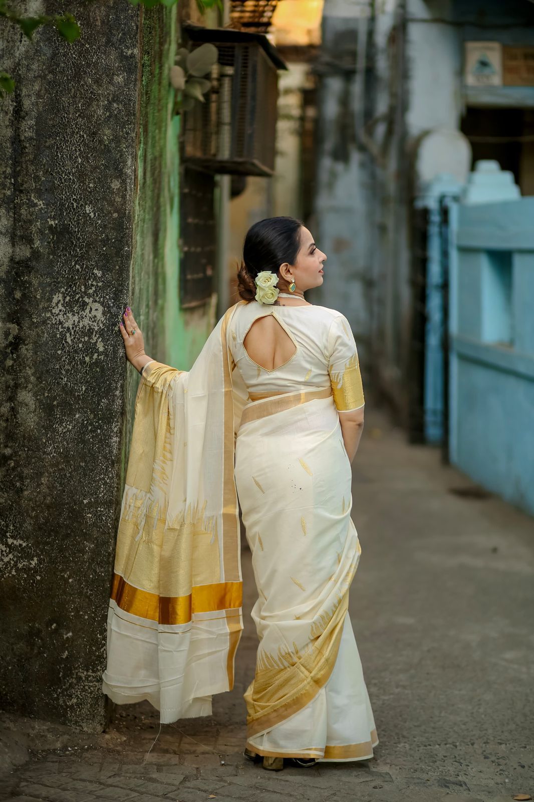 Fire embroidery cotton saree
